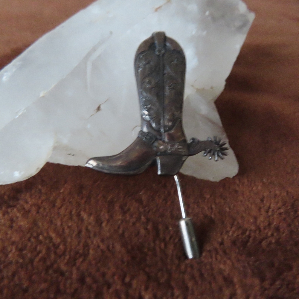 rare vintage gist sterling cowboy boot w/ spurs brooch pin